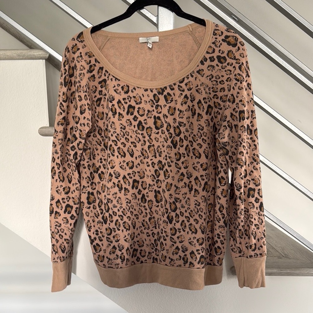 Joie Scoop Neck Cheetah Sweatshirt